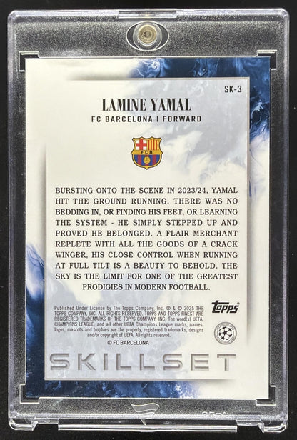 2024 Topps Finest UEFA Club Competitions Lamine Yamal #SK-3 Skillset Purple Refractor /299