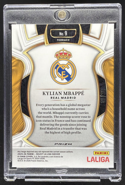 2025-26 Panini Select La Liga Kylian Mbappe #9 Terrace Winter Camo Prizm 10/30