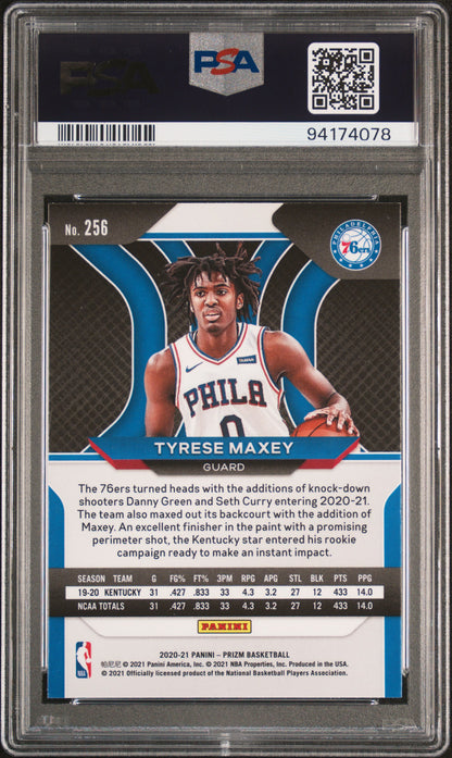 2020-21 Panini Prizm Tyrese Maxey #256 RC PSA 10
