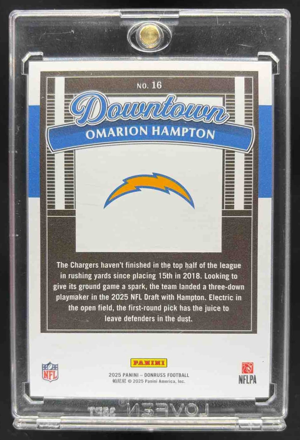 2025 Panini Donruss Omarion Hampton #16 Downtown SP Chargers