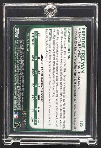 2011 Bowman Chrome Freddie Freeman #185 Blue Refractor 55/150 RC