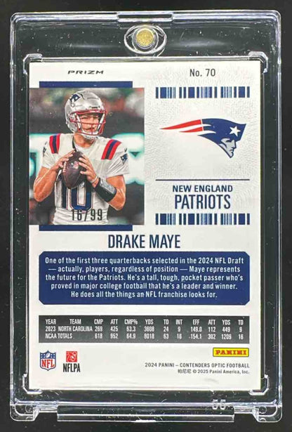 2024 Panini Contenders Optic Drake Maye #70 Rookie Ticket Blue Prizm /99 RC