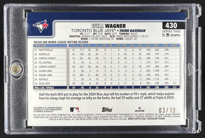 2025 Topps Will Wagner #430 Real One Auto Series 2 Black Foil 3/10 RC