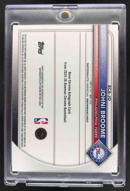 2025-26 Bowman Johni Broome #BCA-JO Blue /150 Chrome Auto RC