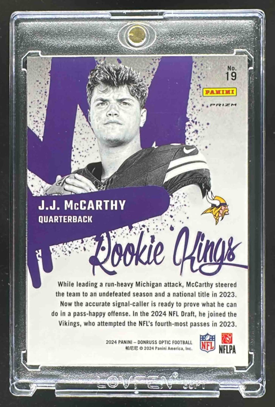 2024 Panini Donruss Optic J.J. McCarthy #19 Rookie Kings RC Vikings