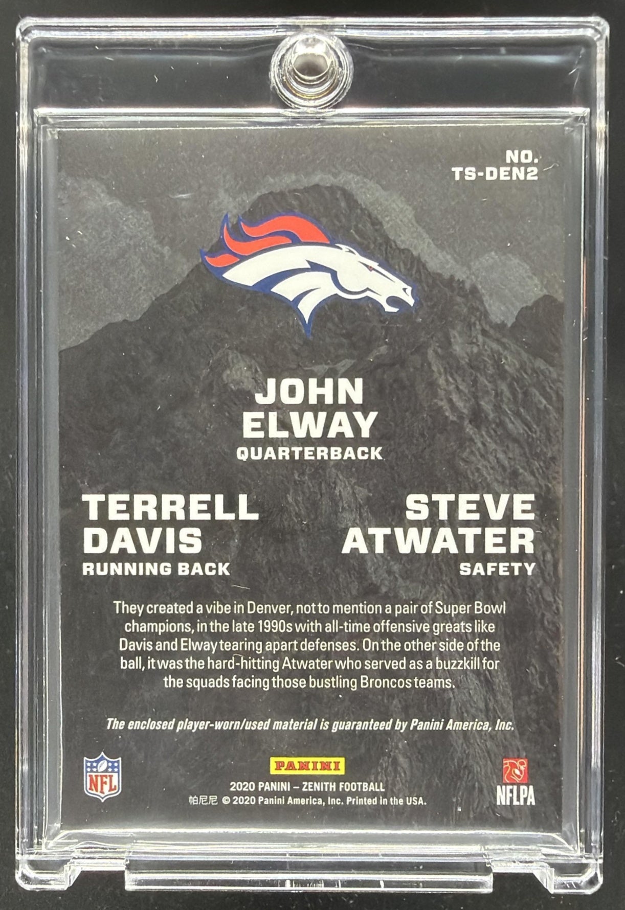 2020 Panini Zenith John Elway Steve Atwater Terrell Davis #TS Team Summit /10