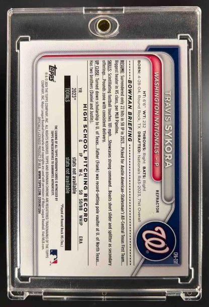 2024 Bowman Travis Sykora #CPA-TSY Chrome Auto Refractor /499 1st