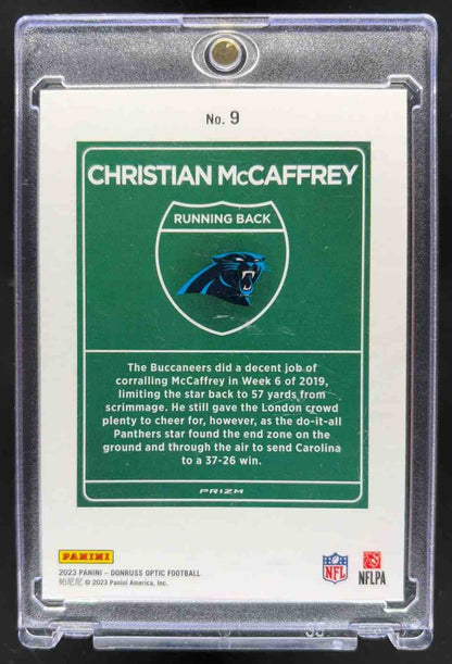 2023 Panini Donruss Optic Christian McCaffrey #9 International Downtown Panthers