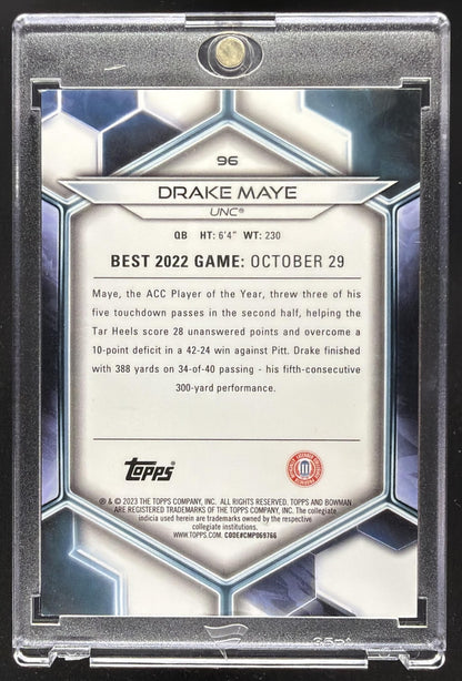 2023 Bowman University Best Drake Maye #96 Gold Refractor 29/50