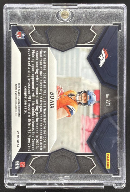 2024 Panini Mosaic Bo Nix #271 Red Sparkle Prizm RC NFL Debut