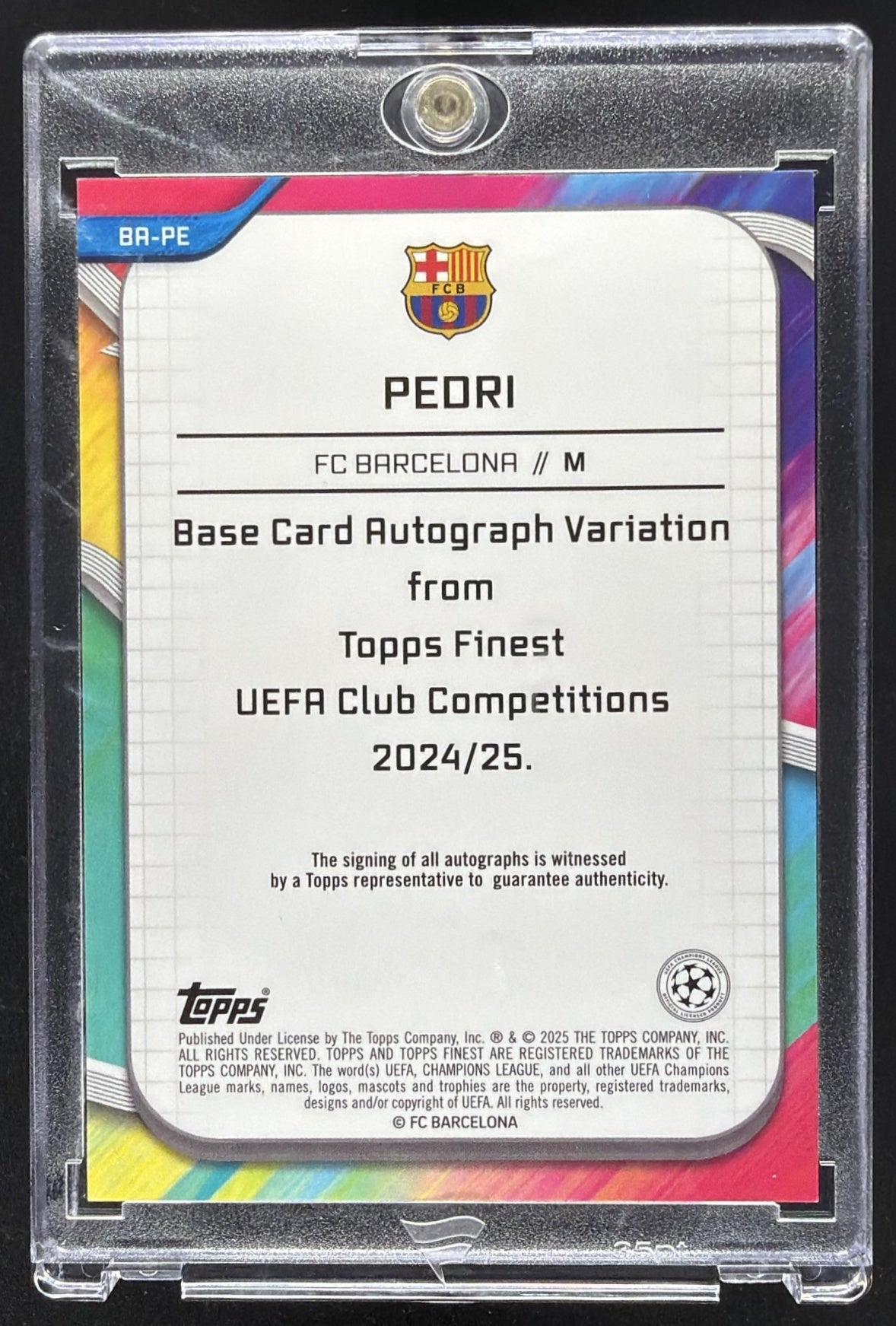 2023-24 Topps Finest UEFA Club Competitions Pedri #A-PI Auto Orange 4/25