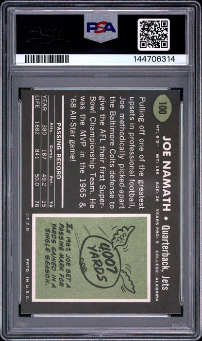 1969 Topps Joe Namath #100 PSA 5