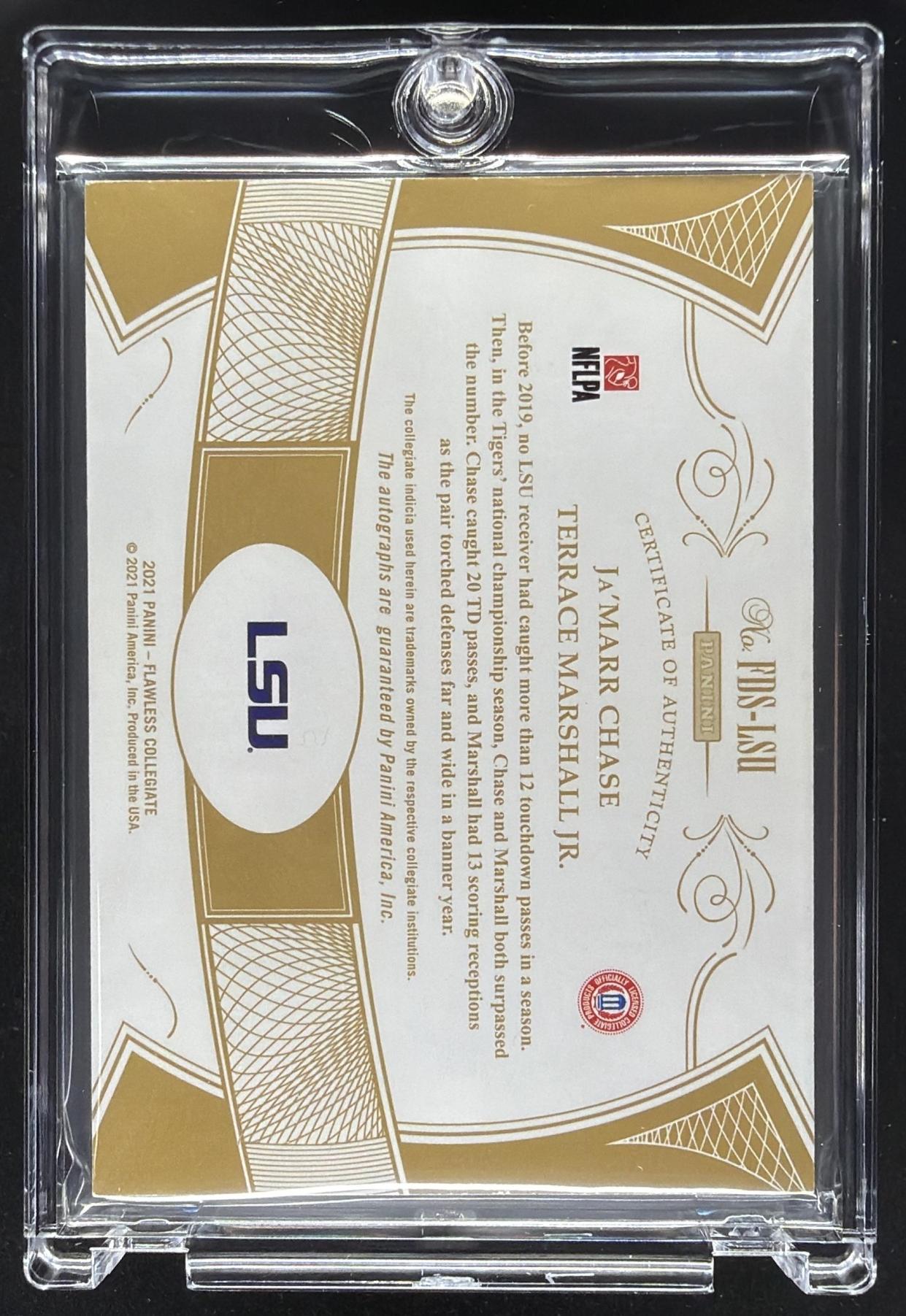 2021 Panini Flawless Collegiate Ja'Marr Chase Terrace Marshall Jr. Dual Auto /15