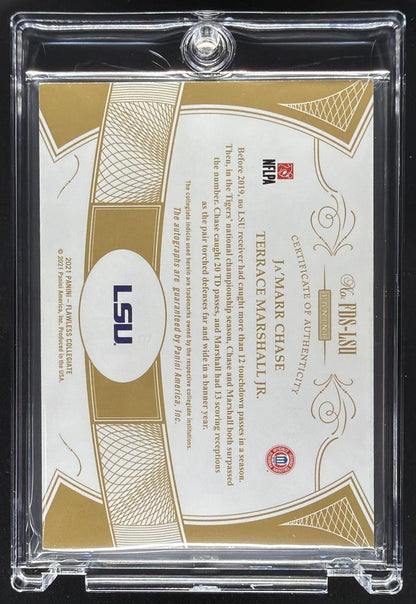 2021 Panini Flawless Collegiate Ja'Marr Chase Terrace Marshall Jr. Dual Auto /15