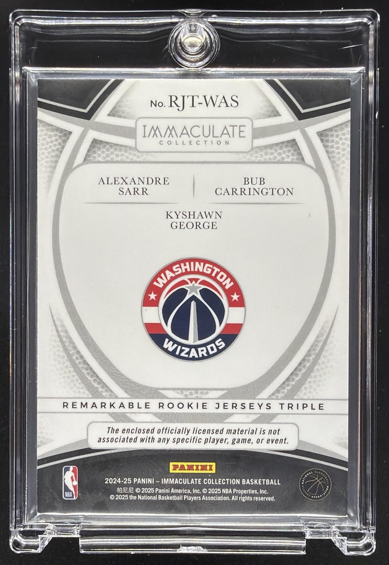 2024-25 Panini Immaculate Collection Alexandre Sarr #18/99 RC