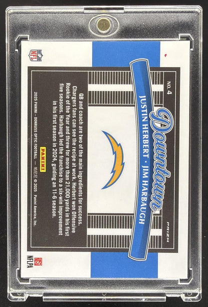 2025 Panini Donruss Optic Jim Harbaugh Justin Herbert #4 Downtown Duos