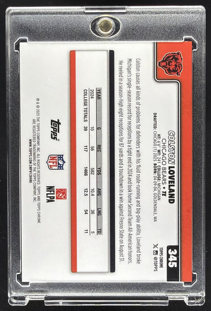 2025 Topps Chrome Colston Loveland #345 Rookie Image Variation Gold Refractor /50 SP RC