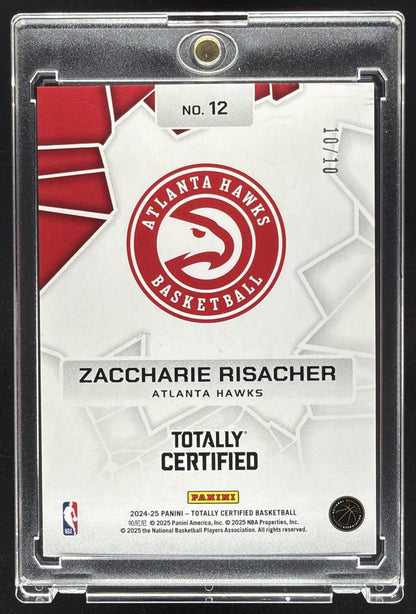 2024 Panini Totally Certified Zaccharie Risacher #12 Rock the Rim Gold Platinum Mirror /10 RC