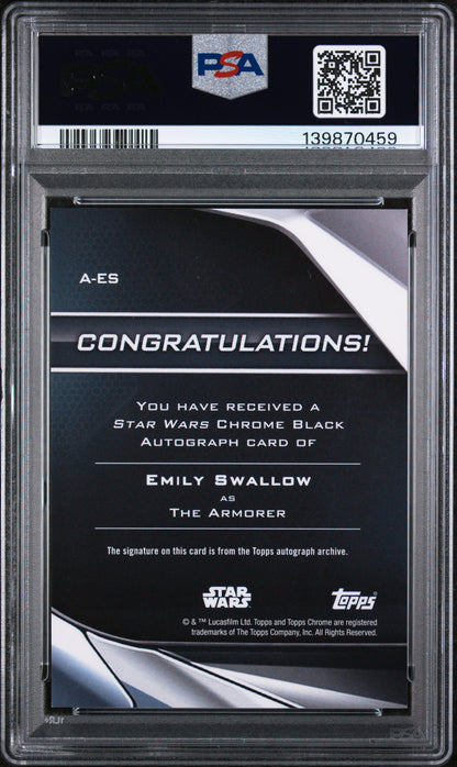 2023 Topps Chrome Black Star Wars Emily Swallow #A-ES Auto Gold /50 PSA 9
