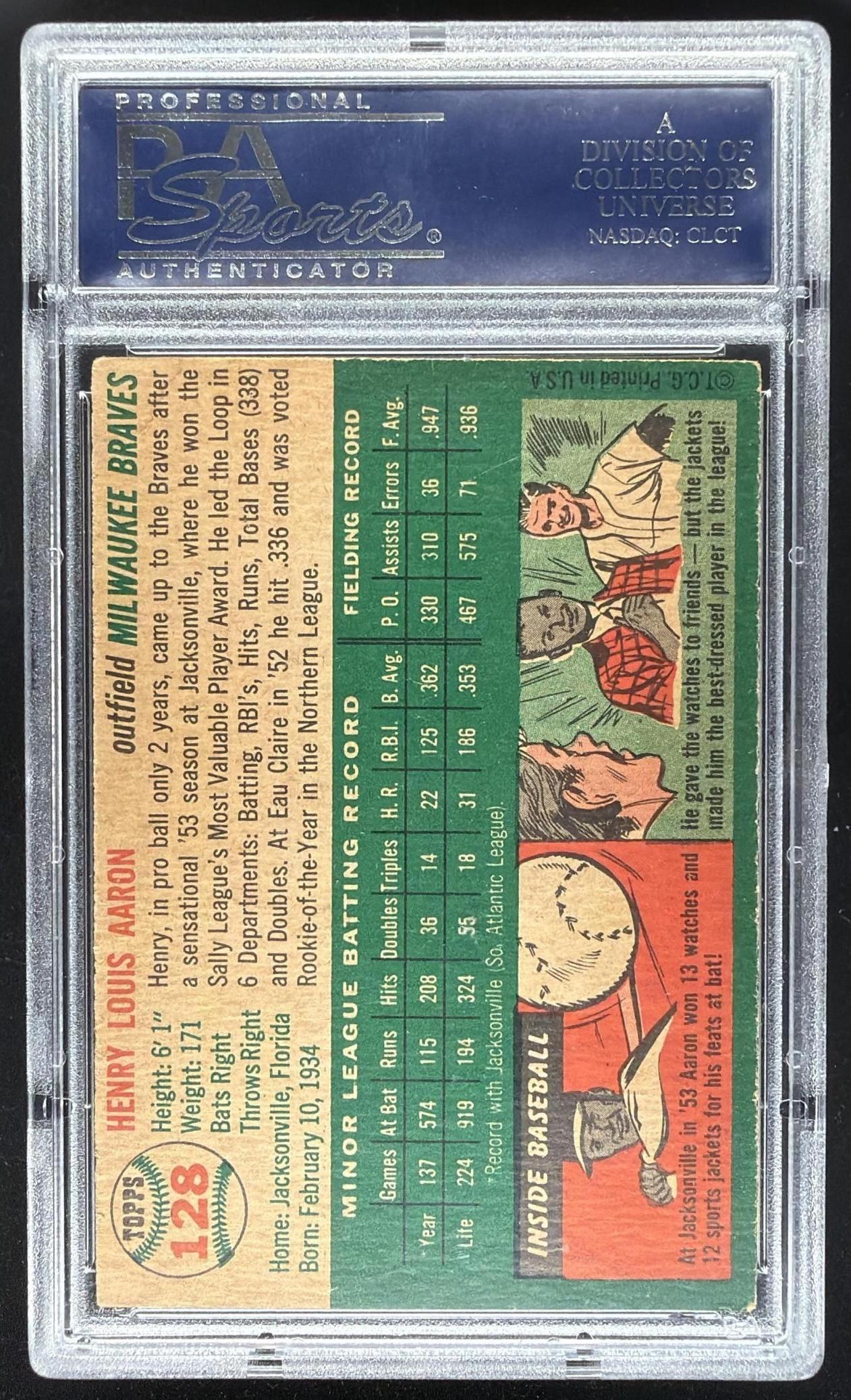 1954 Topps Henry Hank Aaron #128 RC PSA 4