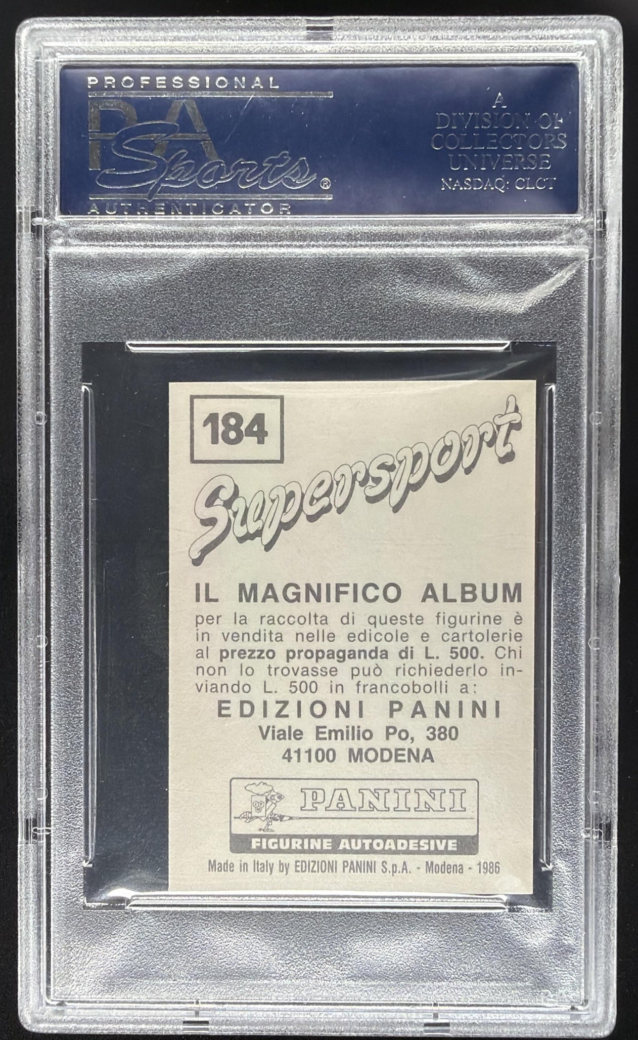 1986 Panini Supersoft Jimmy Connors Sticker PSA 9