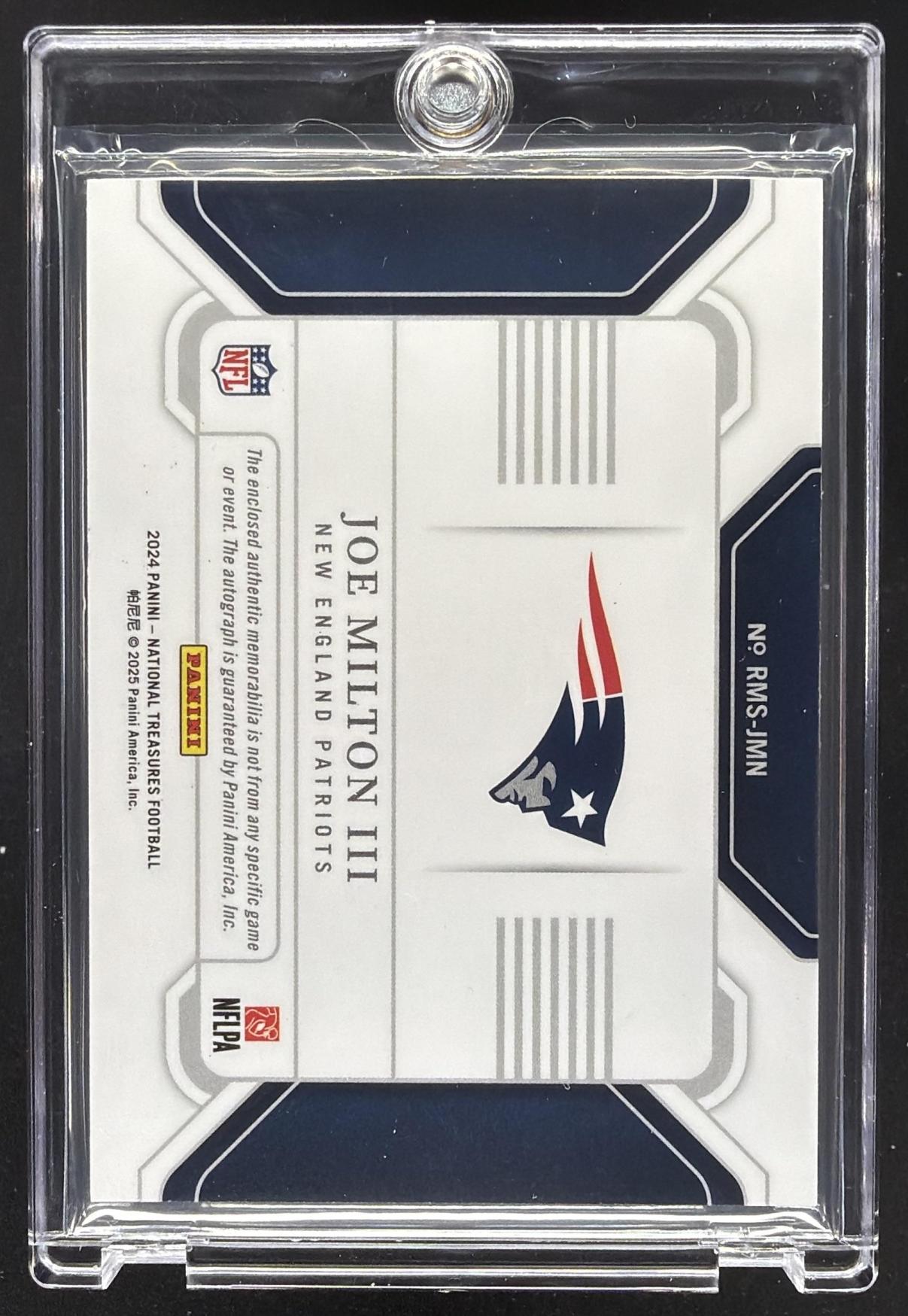 2024 Panini National Treasures Joe Milton III #6 Rookie Material RPS /99 Auto