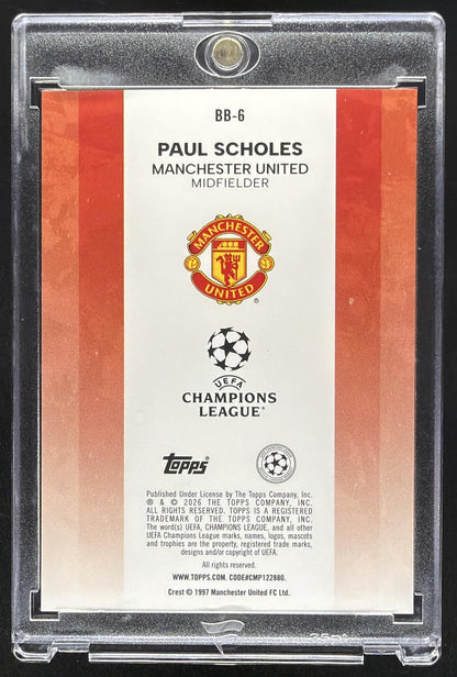 2025 Topps UEFA CC Paul Scholes #BB-6 Best Of The Legendary Numbers Black Foil /10