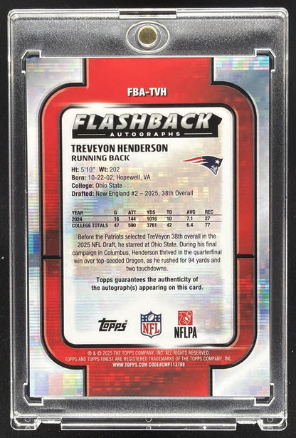 2025 Topps Finest Treveyon Henderson #FBA-TVH Flashback Auto Orange Geometric Refractor /25 RC