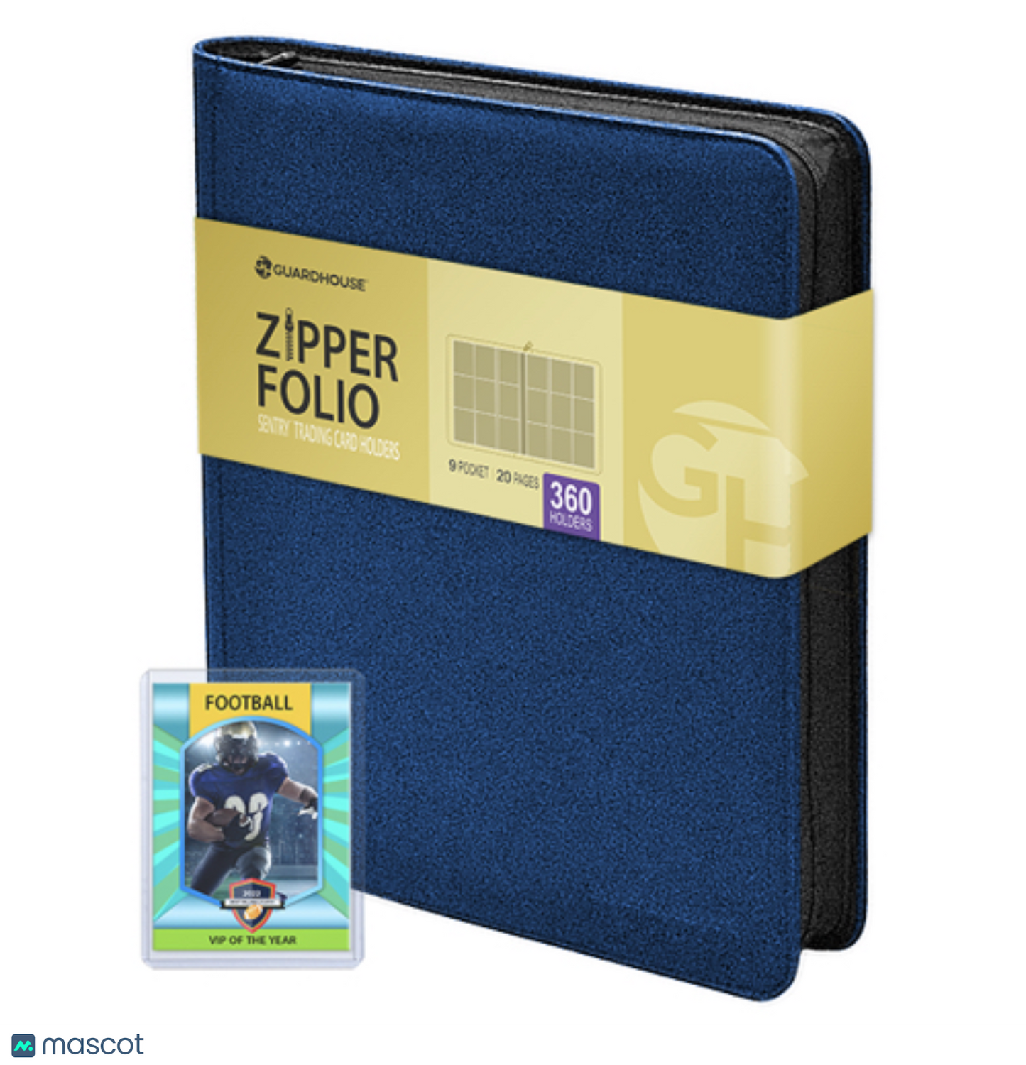 9 Pocket Zipper Folio (Blue)