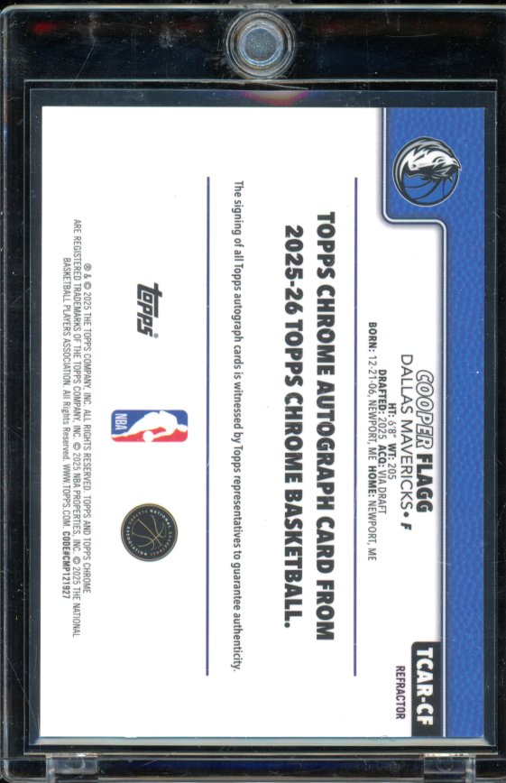 2025-26 Topps Chrome Cooper Flagg Rookie Refractor Auto