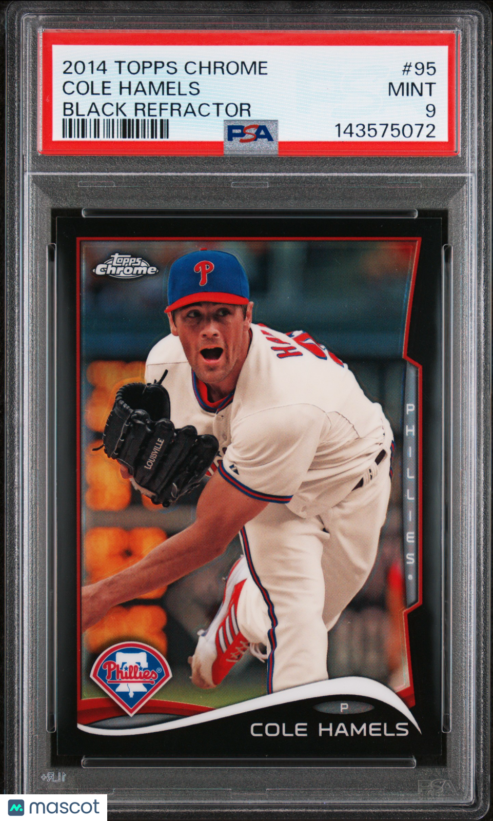 2014 Topps Chrome Cole Hamels #95 Black Refractor 59/100 PSA 9