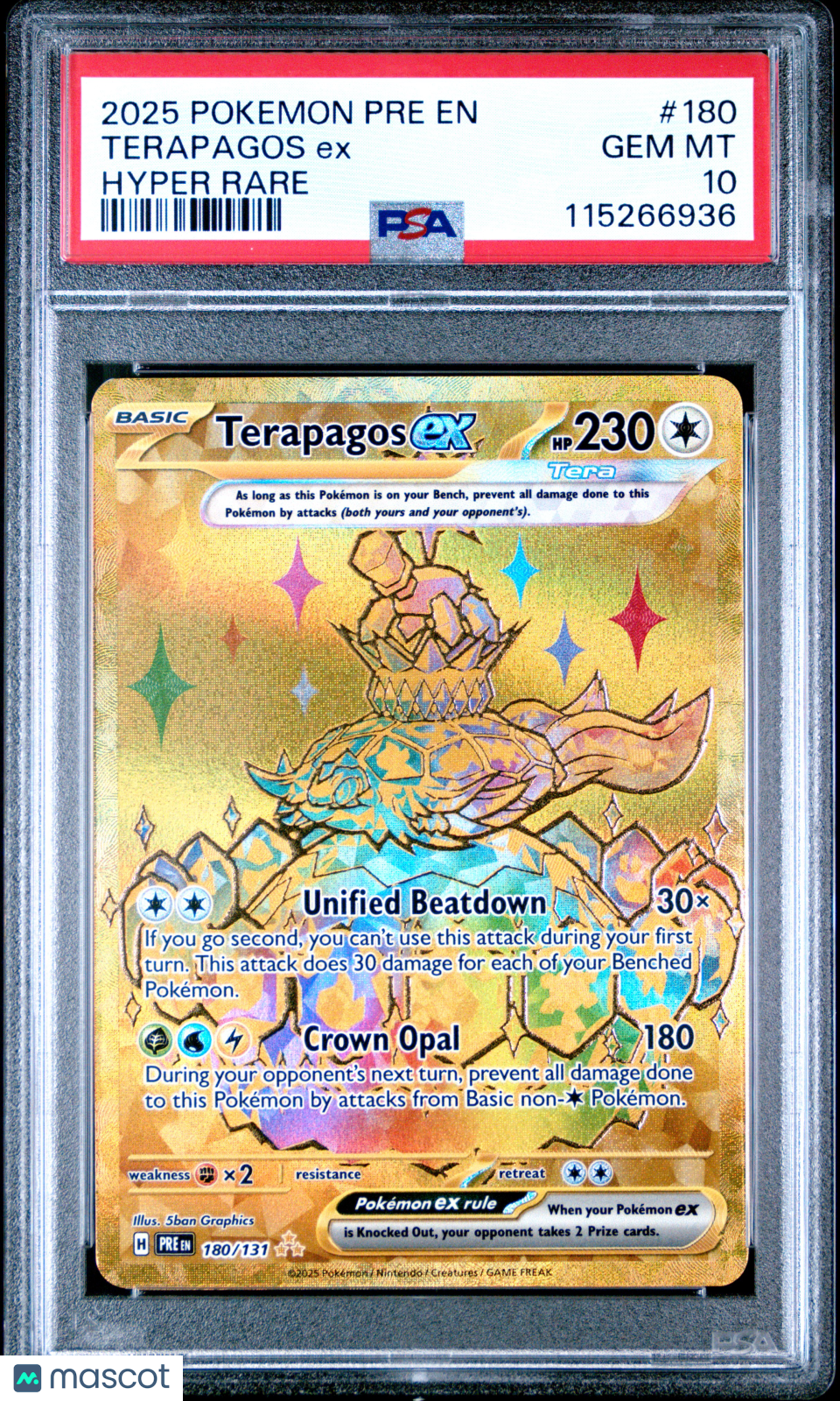 2025 Pokemon Prismatic Evolutions Terapagos ex #180/131 PSA 10