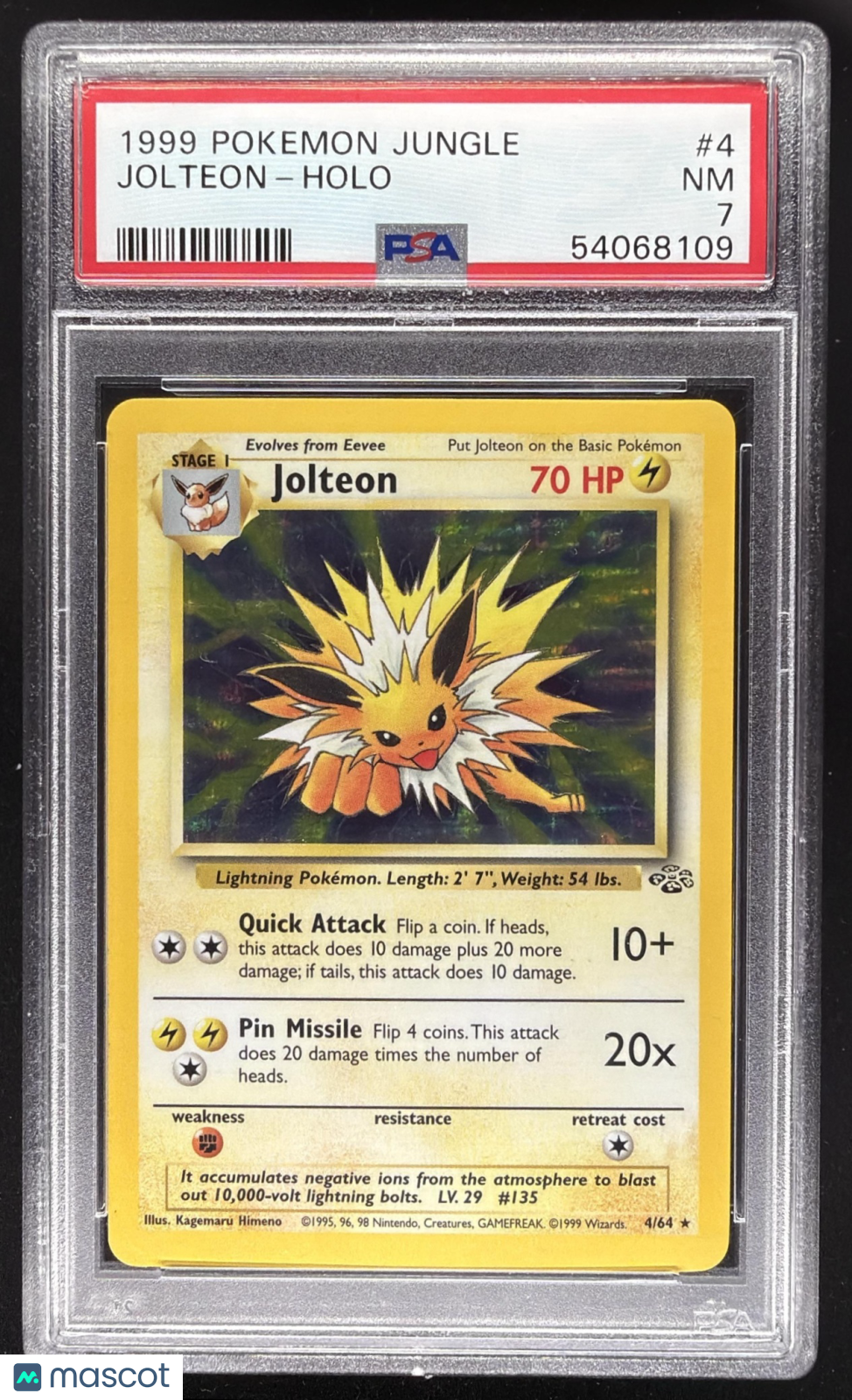 1999 Pokemon Jungle Jolteon #4/64 Holo PSA 7