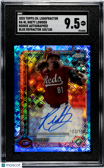 2025 Topps Chrome Rhett Lowder #RA-RL Auto Blue RayWave /150 RC SGC 9.5