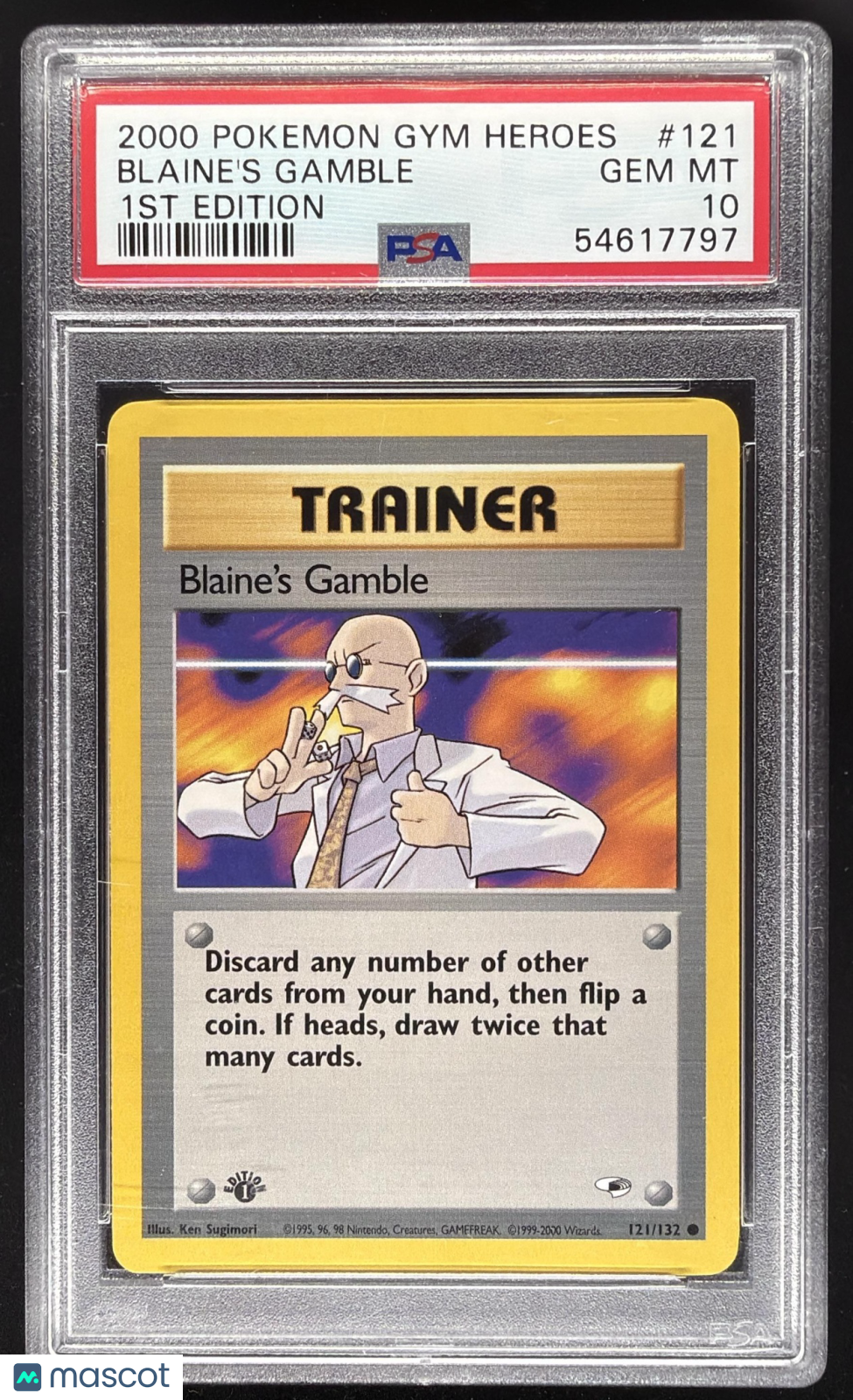 2000 Pokemon Gym Heroes Blaine's Gamble #121/132 PSA 10