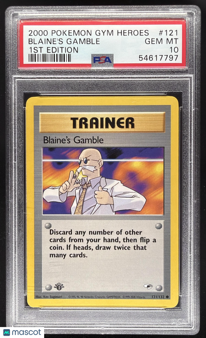 2000 Pokemon Gym Heroes Blaine's Gamble #121/132 PSA 10