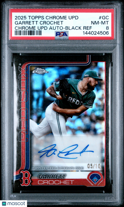 2025 Topps Chrome Update Garrett Crochet Black Refractor Auto /10 PSA 8