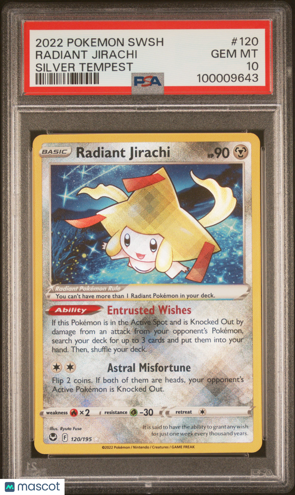 2022 Pokemon Sword & Shield Silver Tempest Radiant Jirachi #120/195 PSA 10