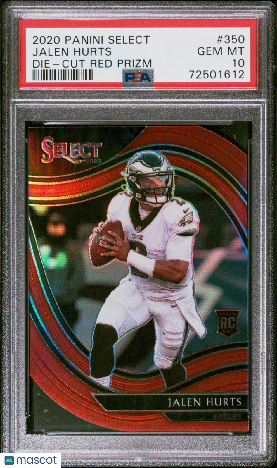 2020 Panini Select Jalen Hurts #350 Red Prizm Die Cut Field Level RC PSA 10