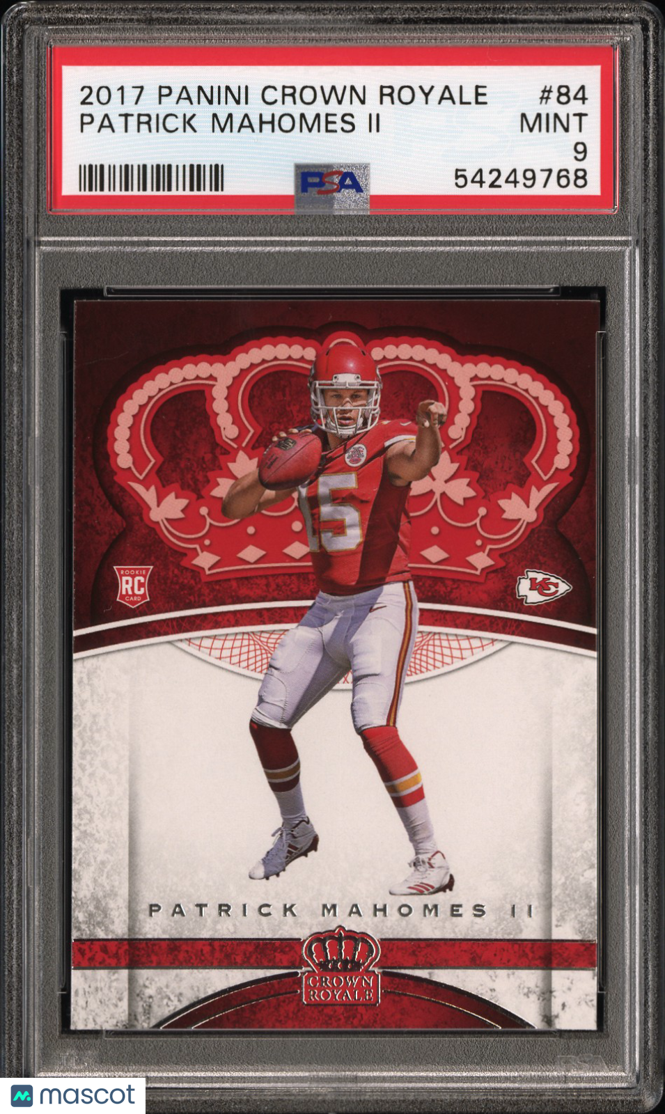 2017 Panini Crown Royale Patrick Mahomes II #84 RC Chiefs PSA 9