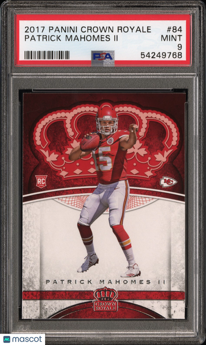 2017 Panini Crown Royale Patrick Mahomes II #84 RC Chiefs PSA 9