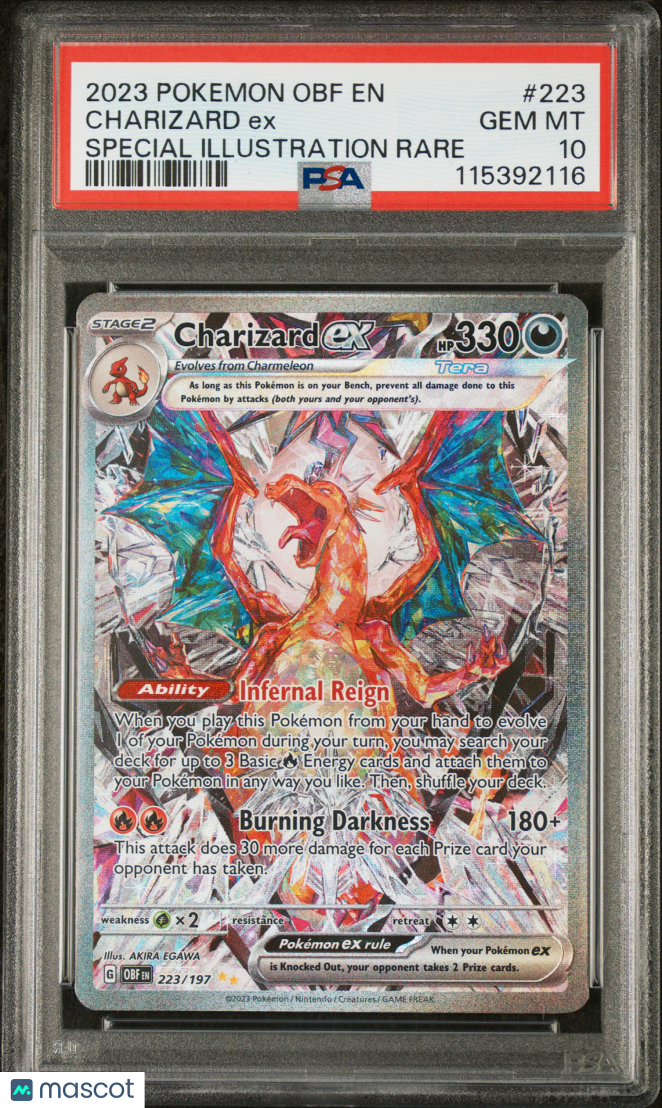 2023 Pokemon SV Obsidian Flames Charizard ex #223/197 Special Illustration Rare PSA 10