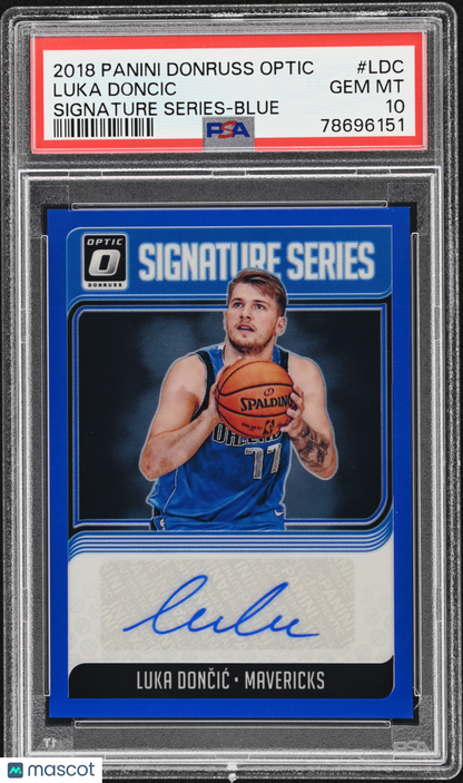 2018 Panini Donruss Optic Luka Doncic #SG-LDC Signature Blue /25 RC Auto PSA 10