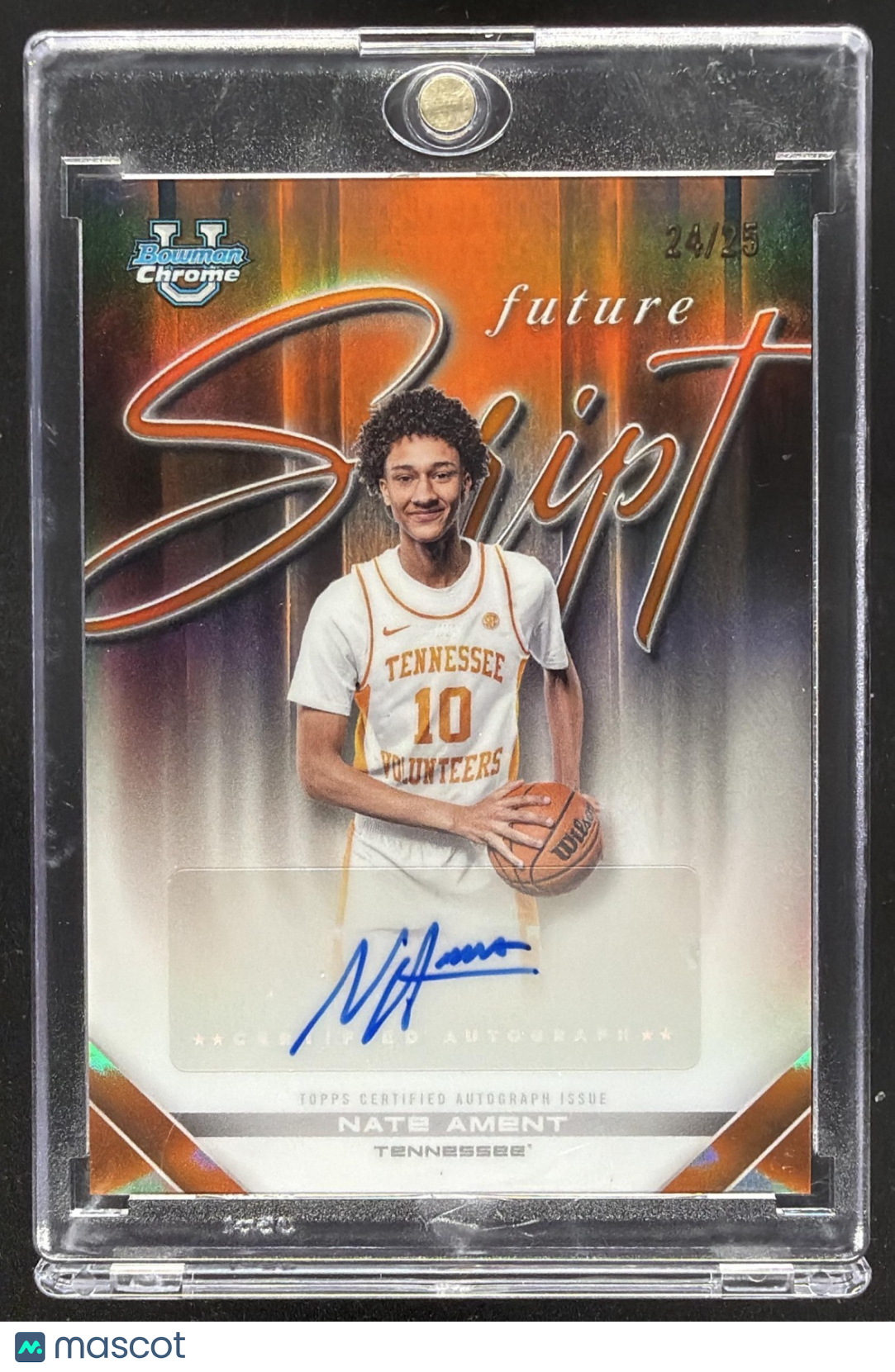 2025-26 Bowman Nate Ament #FS-NA Future Script Orange Refractor 24/25 Auto