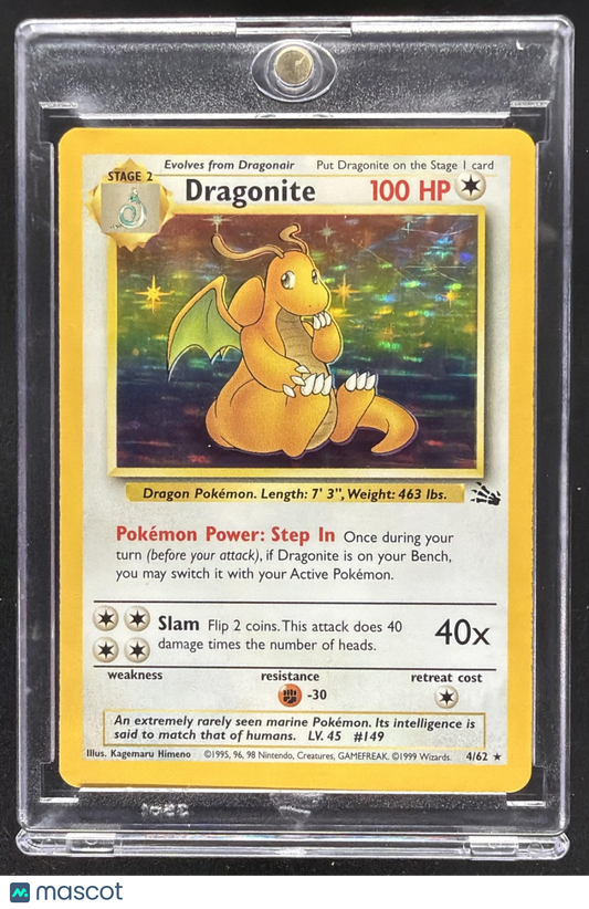 1999 Pokemon Fossil Dragonite #4/62 Holo