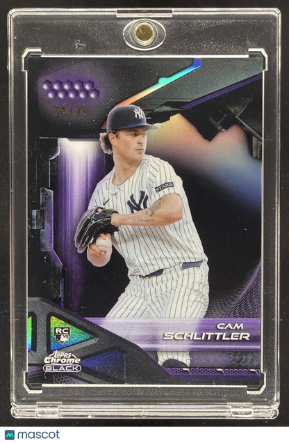 2026 Topps Chrome Black Cam Schlittler #98 Purple Mini-Diamond Refractor /75 RC
