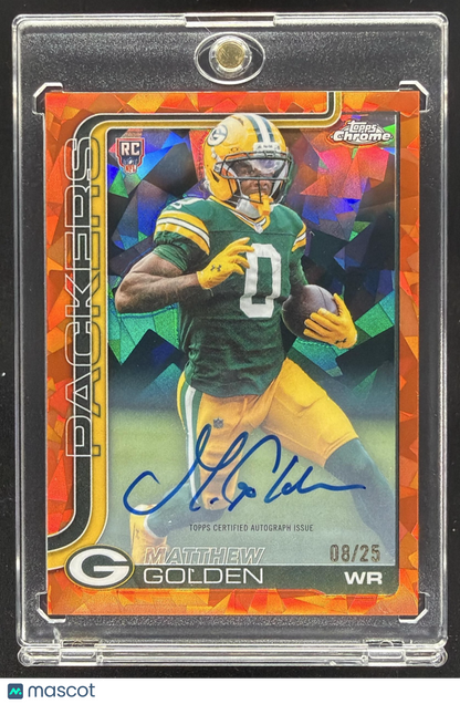 2025 Topps Chrome Matthew Golden #RA-MGO Rookie Auto Orange Refractor 8/25 RC
