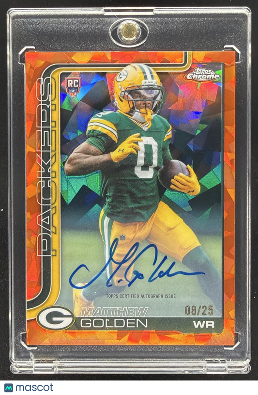 2025 Topps Chrome Matthew Golden #RA-MGO Rookie Auto Orange Refractor 8/25 RC