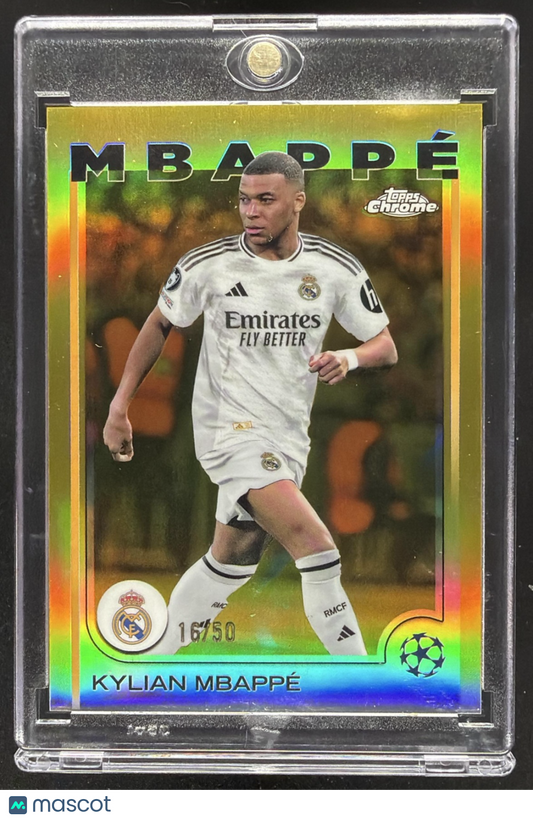 2024-25 Topps Chrome Sapphire UEFA Club Competitions Kylian Mbappe #1 Gold 16/50