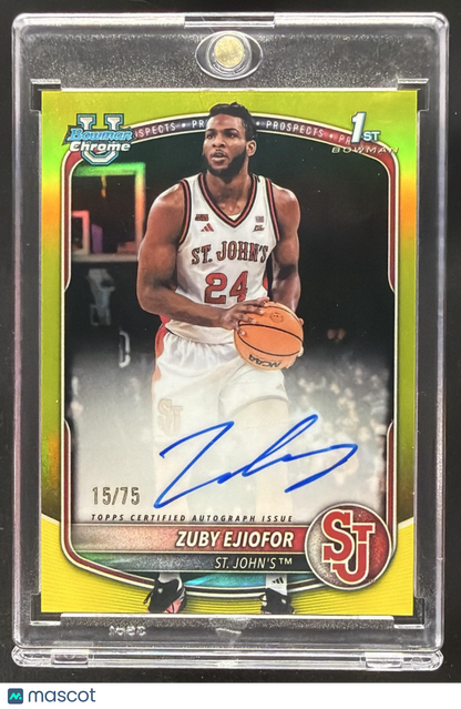 2025 Bowman Zuby Ejiofor #CPA-ZE Chrome Auto Yellow Refractor /75 1st Prospect